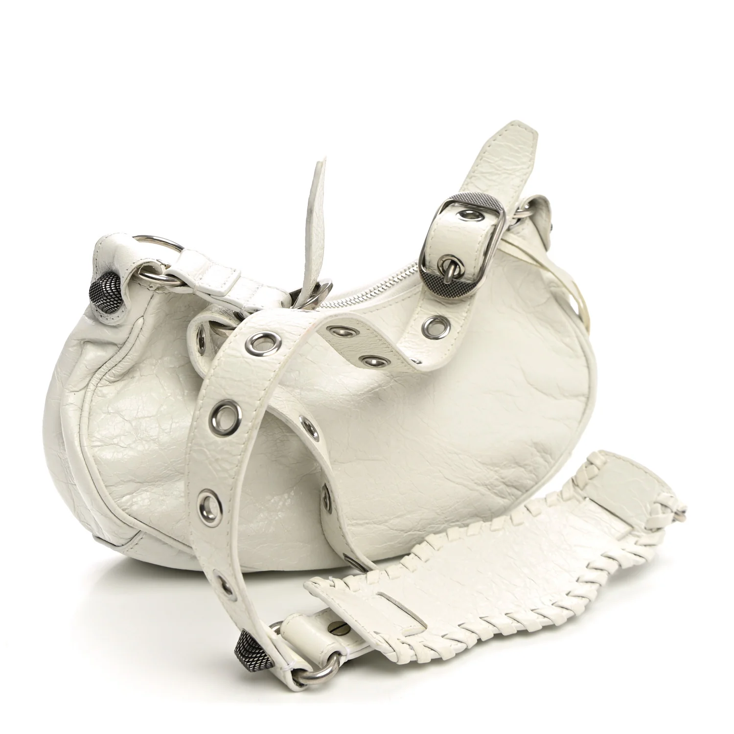 Balenciaga Agneau Arena Le Cagole Shoulder Bag XS Optic White - Image 3