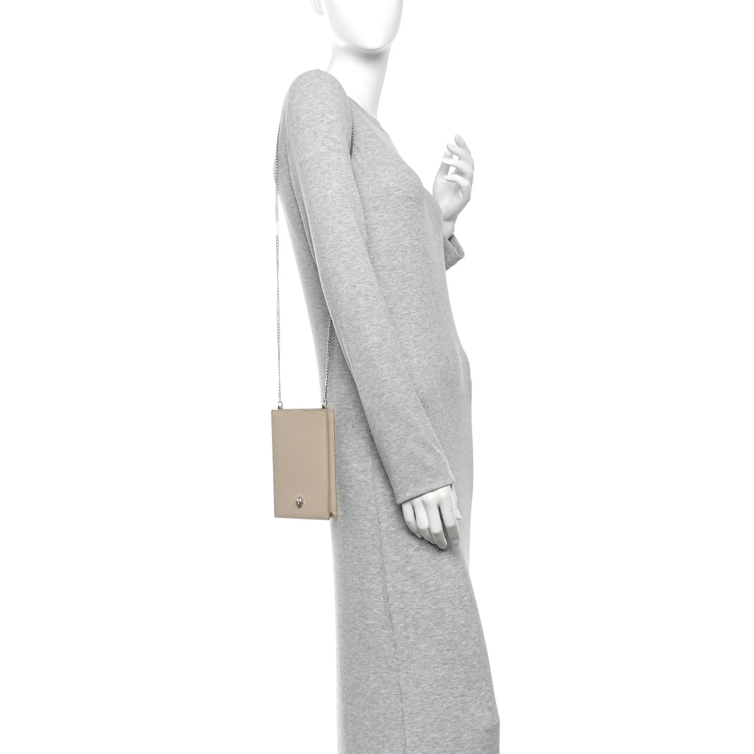 Alexander McQueen Calfskin Chain Phone Case Beige - Image 2