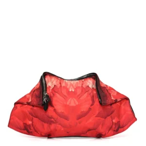Alexander McQueen Silk Floral Print Clutch Red Multicolor