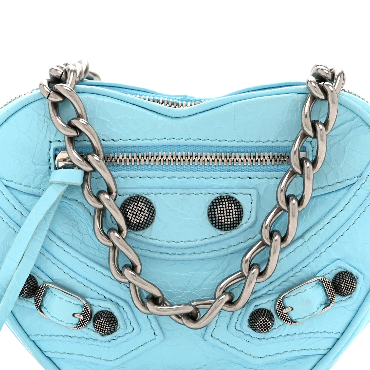 Balenciaga Agneau Arena Mini Le Cagole Heart Bag Blue - Image 8