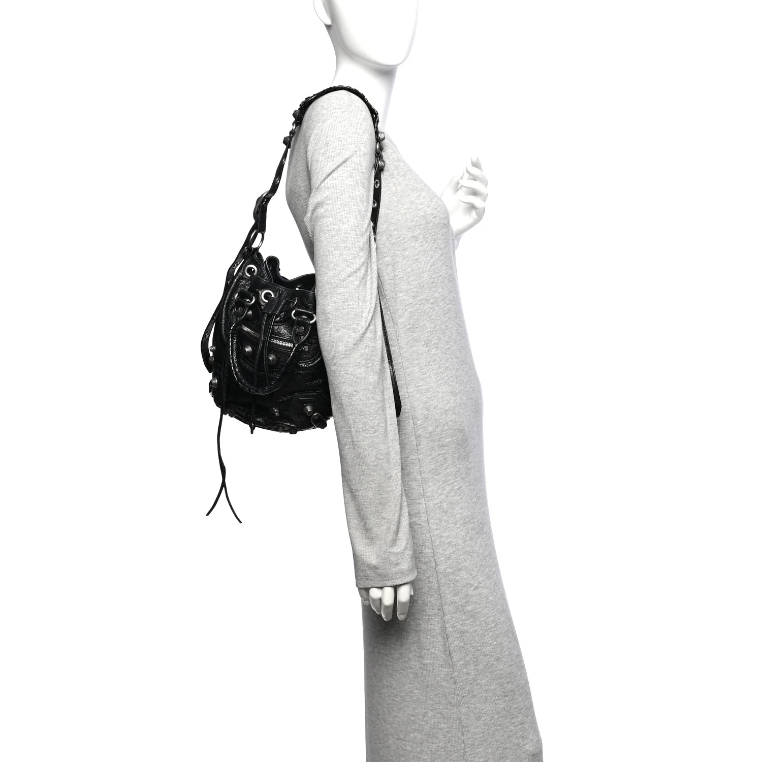 Balenciaga Agneau Arena Small Le Cagole Bucket Bag Black - Image 2