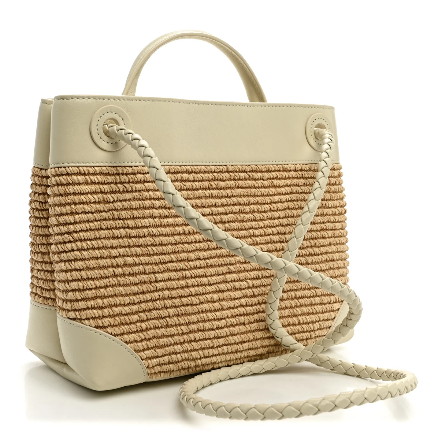 Bottega Veneta Raffia Calfskin Small Andiamo Shoulder Bag Sea Salt Natural - Image 2