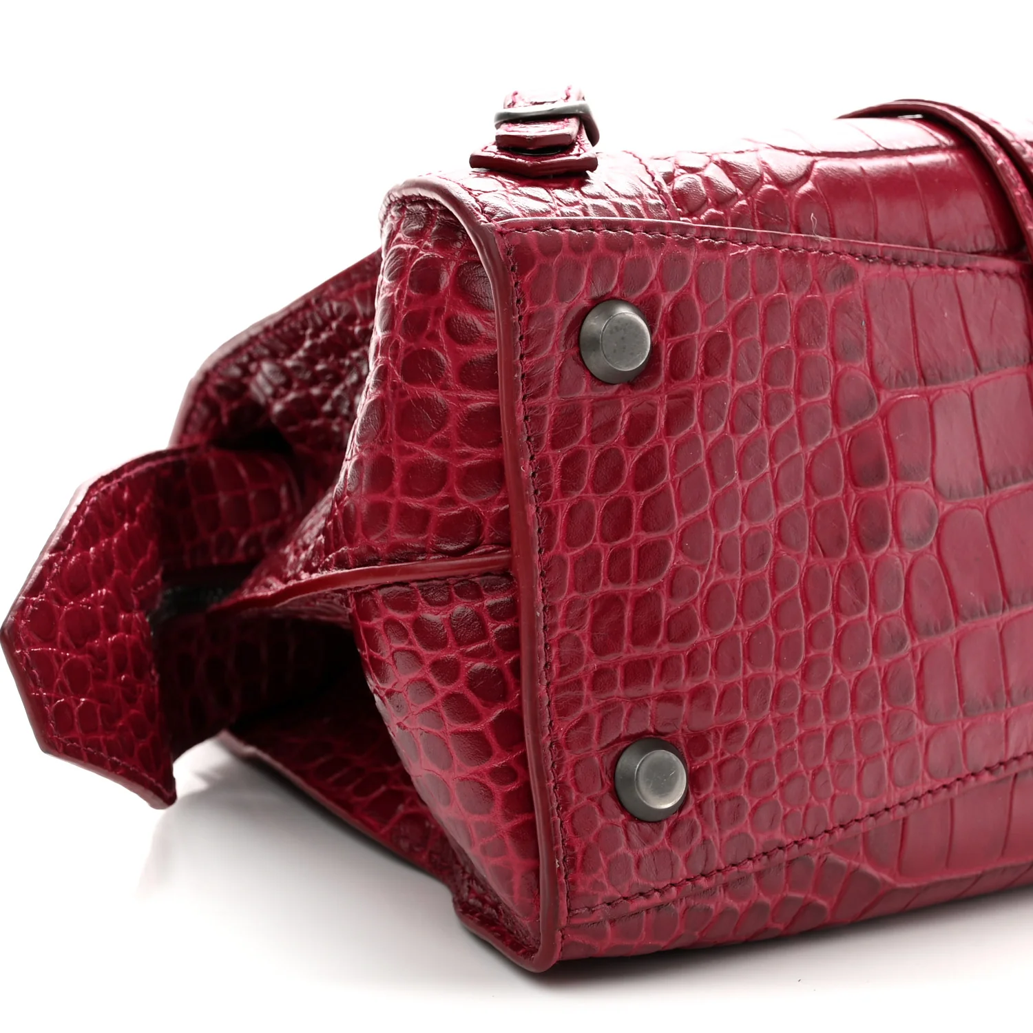 Balenciaga Calfskin Crocodile Embossed Neo Classic Silver Hardware S City Raspberry - Image 8