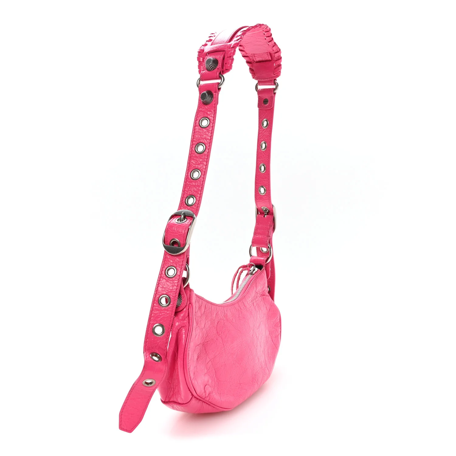 Balenciaga Agneau Arena Le Cagole Shoulder Bag XS Hot Pink - Image 4