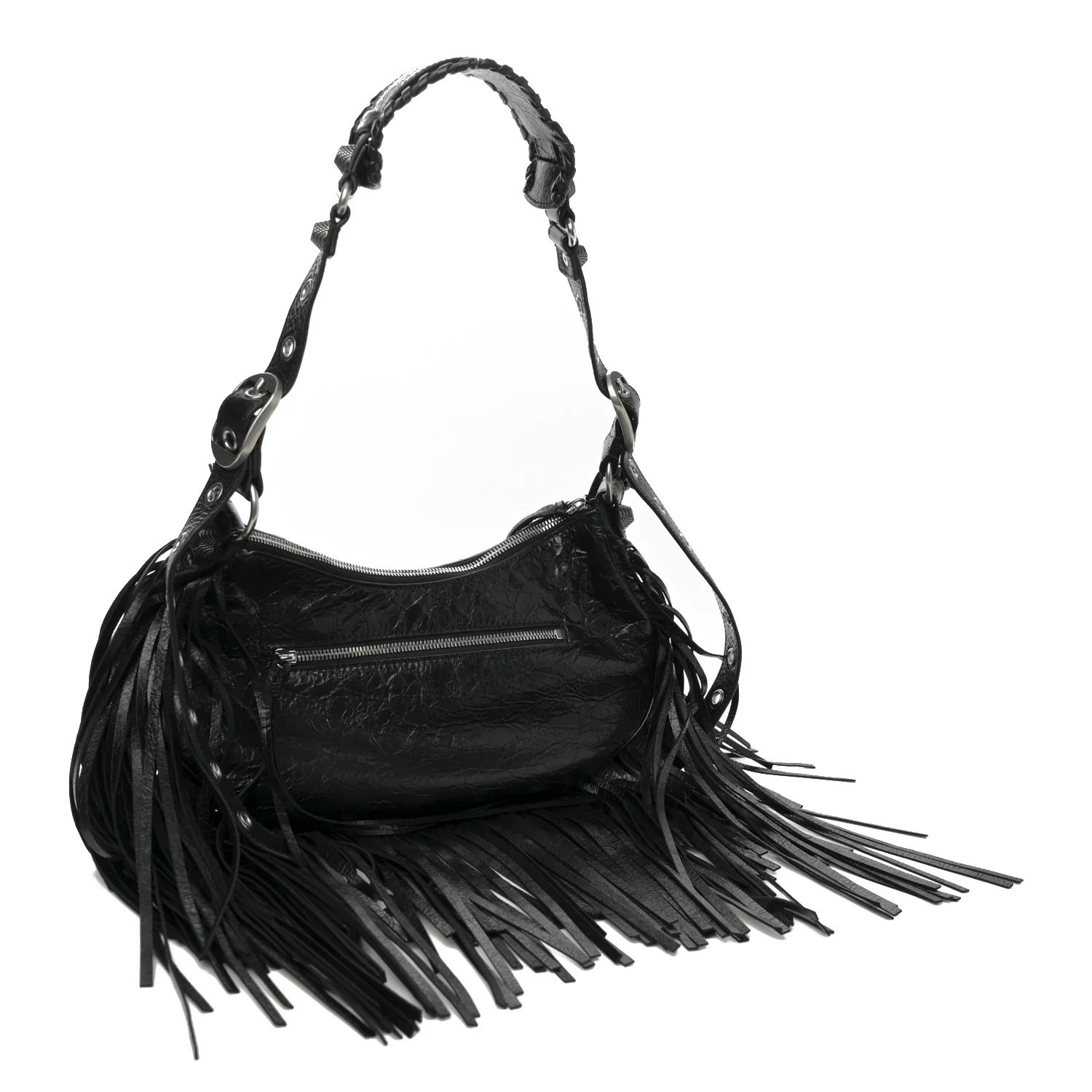 Balenciaga Agneau Arena Small Le Cagole Fringe Shoulder Bag Black - Image 3