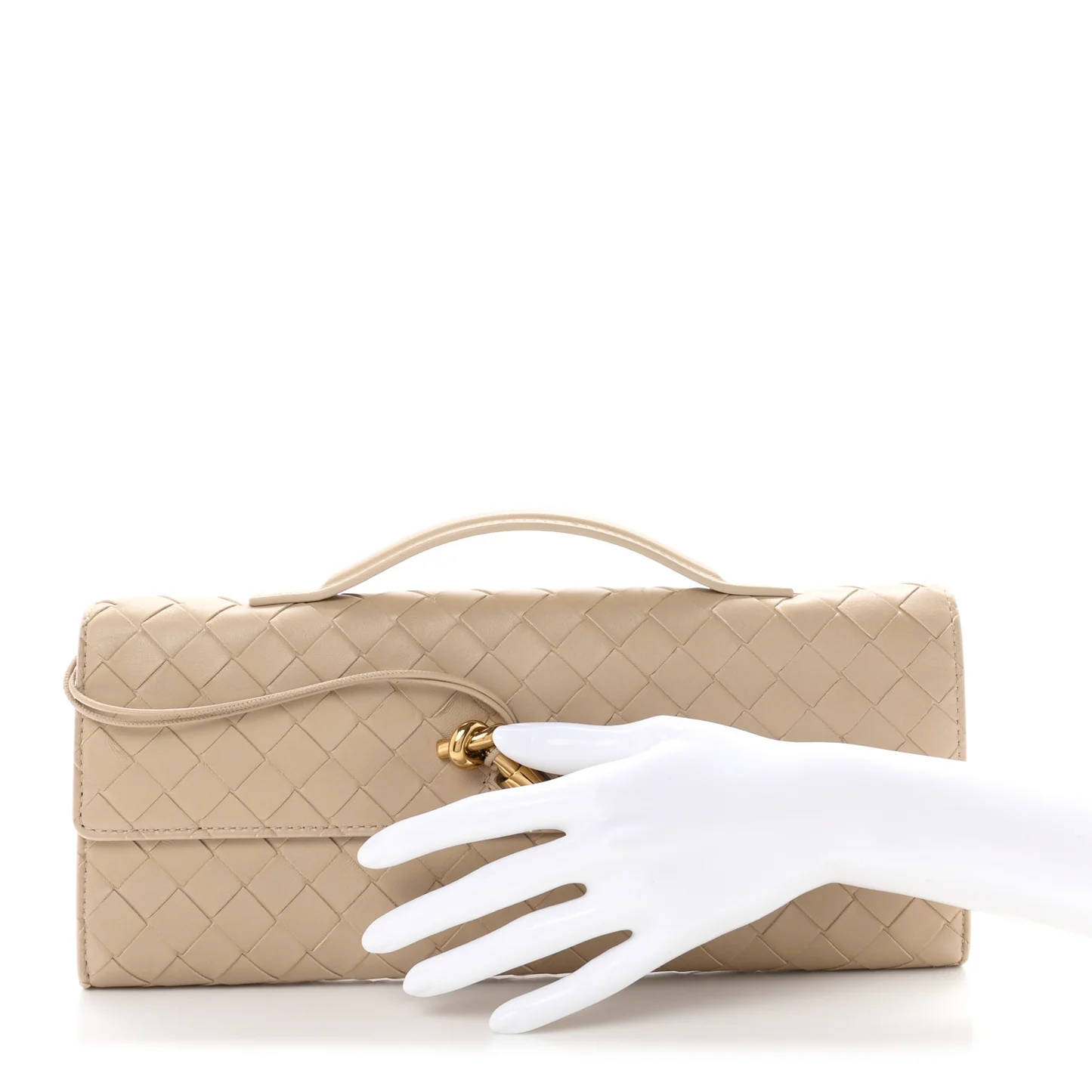 Bottega Veneta Nappa Intrecciato Long Andiamo Top Handle Clutch Ecru - Image 2