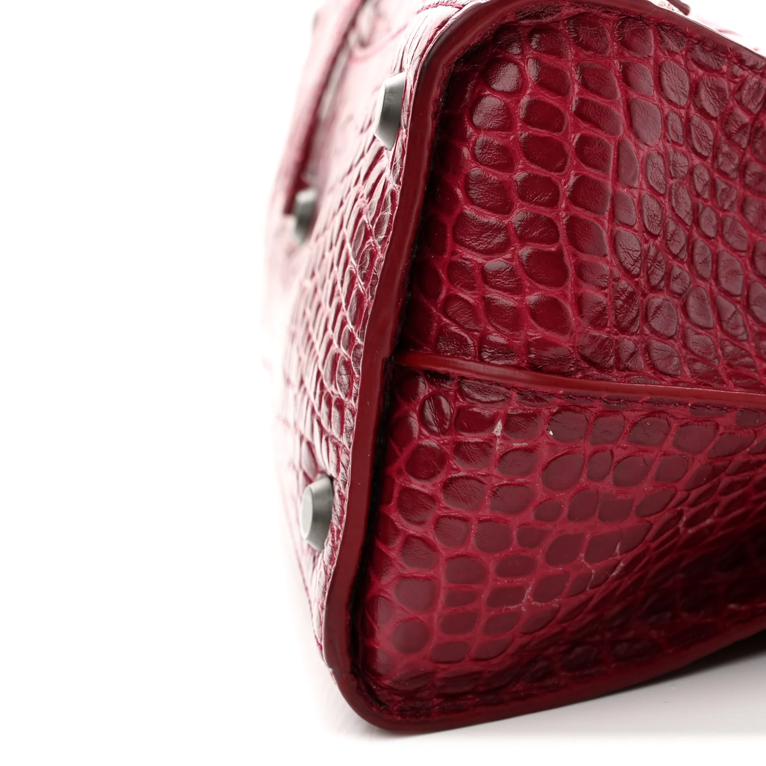 Balenciaga Calfskin Crocodile Embossed Neo Classic Silver Hardware S City Raspberry - Image 9