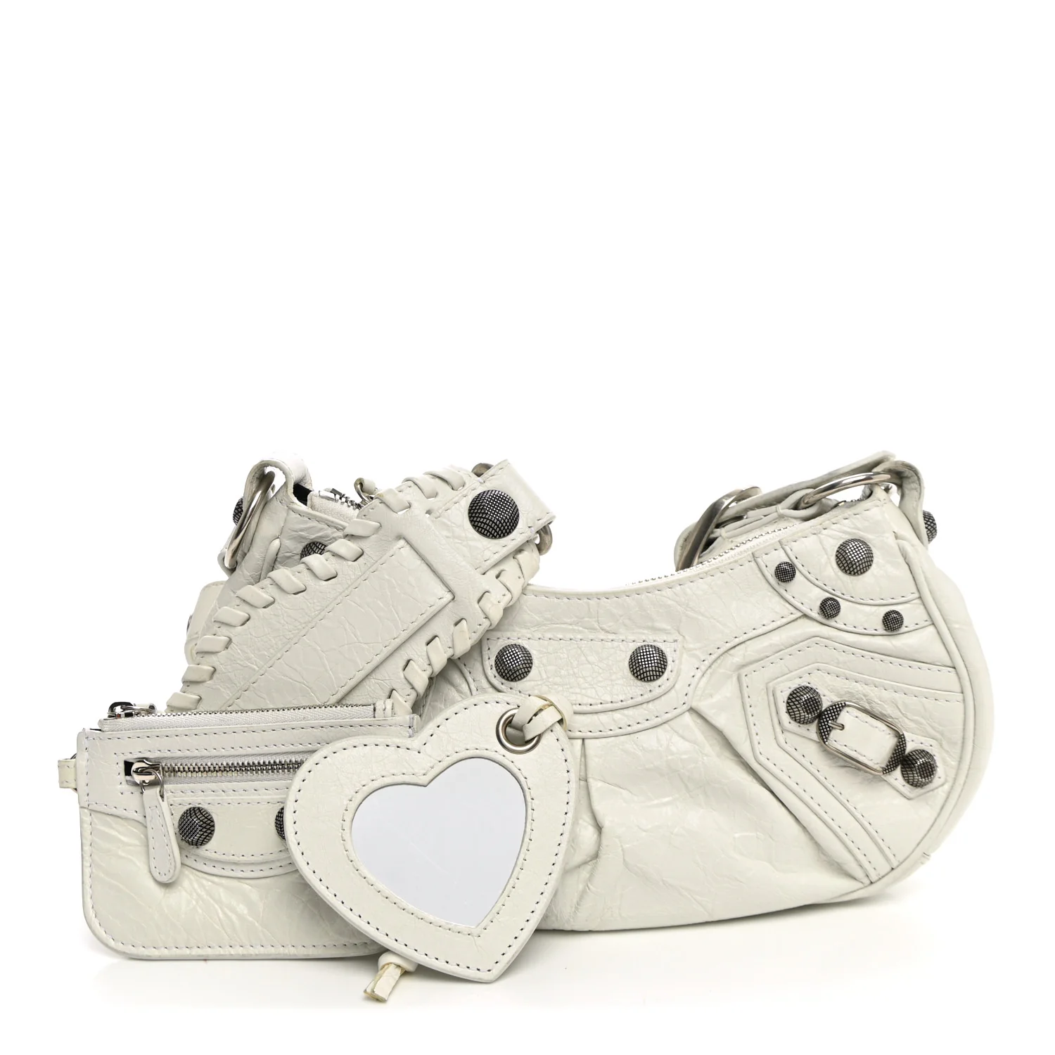 Balenciaga Agneau Arena Le Cagole Shoulder Bag XS Optic White - Image 2