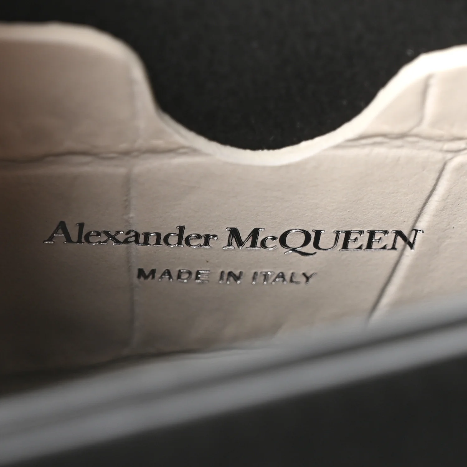 Alexander McQueen Shiny Calfskin Crocodile Embossed Knuckle Jeweled Crossbody White - Image 6