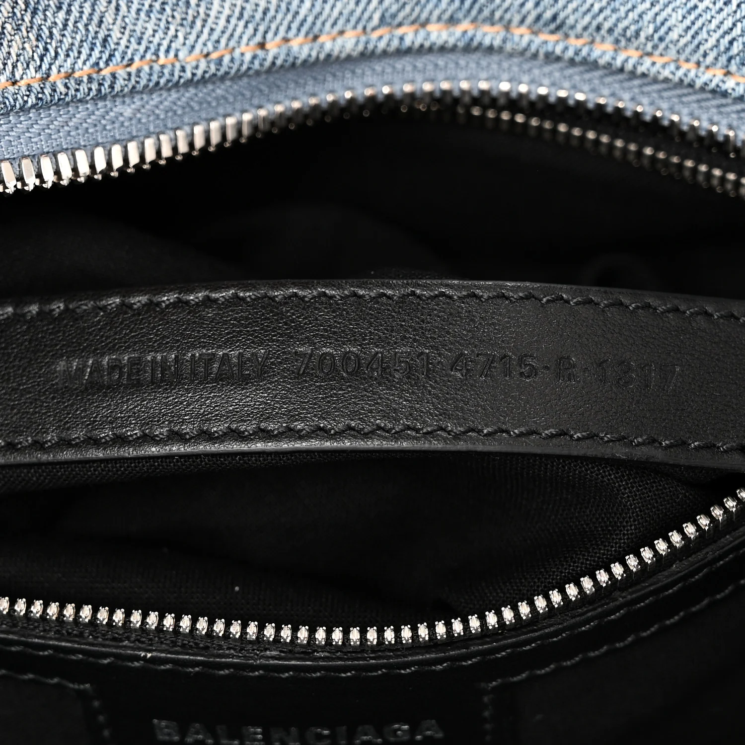 Balenciaga Washed Frayed Denim Crystal Neo Cagole City Handbag Blue - Image 8