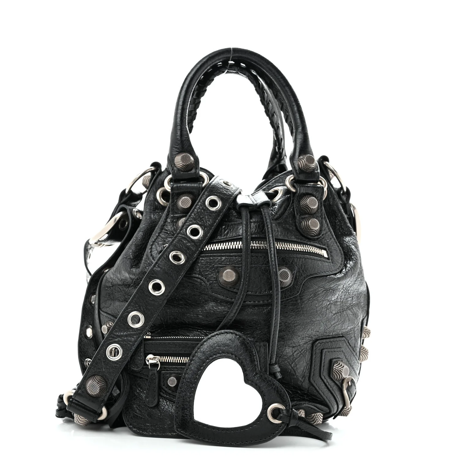 Balenciaga Agneau Arena Small Le Cagole Bucket Bag Black