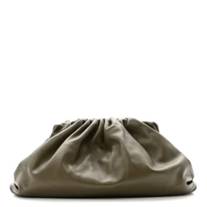 Bottega Veneta Smooth Butter Calf The Pouch Oversized Clutch Kaki Fondent