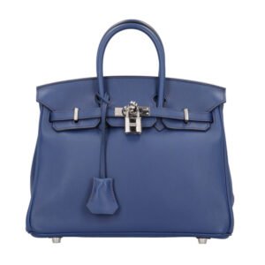 Women's Hermes Birkin 25 Handbag, Veau Swift Leather, Blue