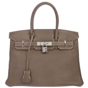 Hermes Birkin Etoupe Taurillon Clémence With Palladium Hardware Gray Calfskin