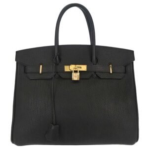 Hermes Birkin Black Togo With Gold Hardware Black Calfskin Handbag